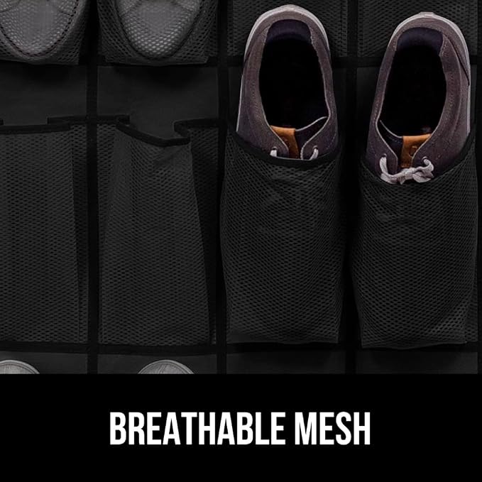 GORILLA GRIP Over the Door Shoe Organizer, 35 Large Breathable Mesh Pockets - Image 5