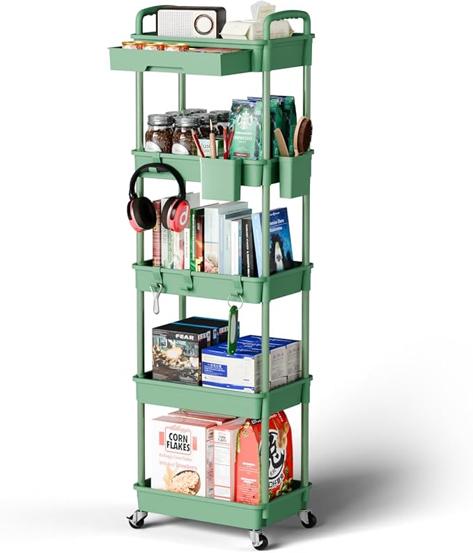 Sorgion 5 Tier Rolling Cart Organizer, Bathroom Cart Organizers by Sorgion