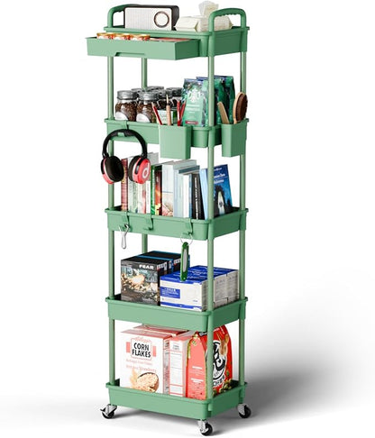Sorgion 5 Tier Rolling Cart Organizer, Bathroom Cart Organizers by Sorgion