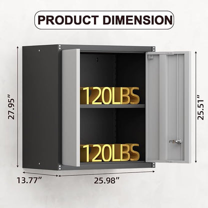 Metal Wall Cabinet, Garage Cabinets Wall Mounted, Locking Storage - Image 3