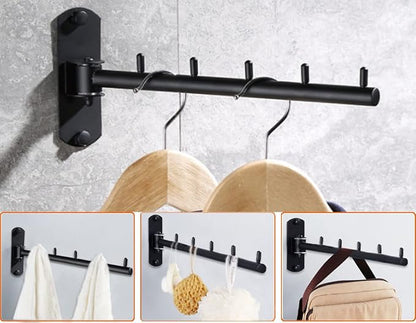 Folding Wall Mounted Clothes Hanger Rack - Image 5