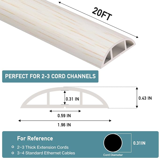 Floor Cord Cover Self Adhesive Cord Hider Floor Extension Cord Covers - Image 2