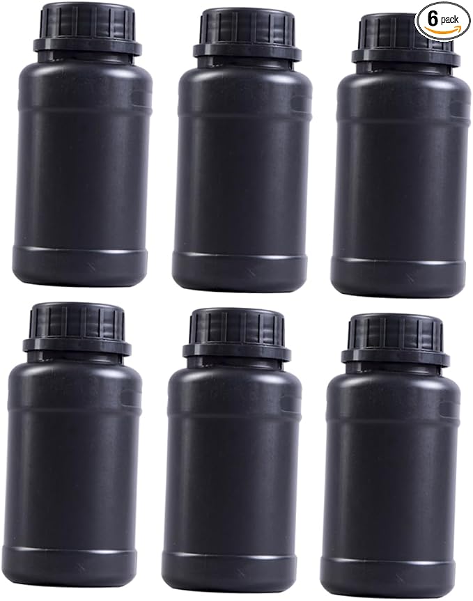 GLEAVI 6pcs Black Plastic Storage Bottles by GLEAVI