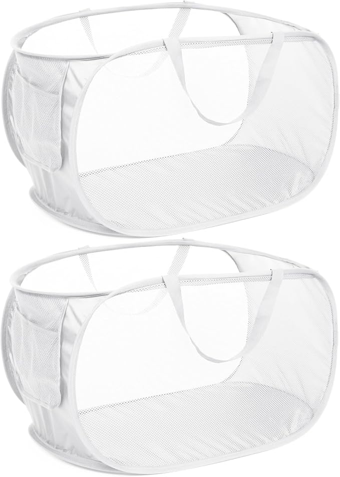 Strong Mesh Pop Up Laundry Basket, Collapsible Laundry Hamper by Bemkoo