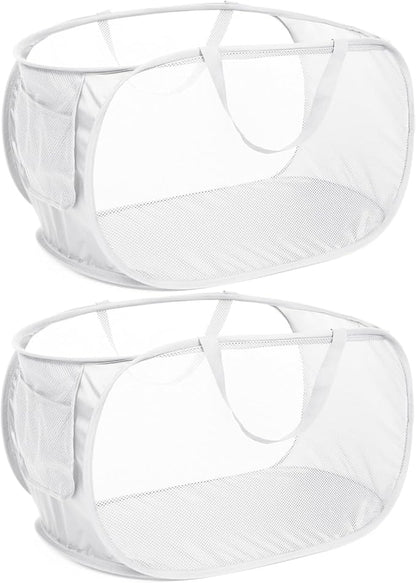 Strong Mesh Pop Up Laundry Basket, Collapsible Laundry Hamper by Bemkoo