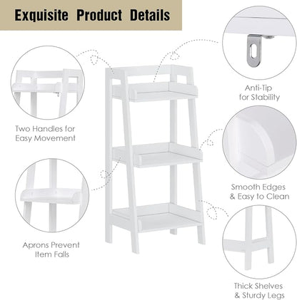 UTEX 3-Tier Bathroom Ladder Shelf, Small Towel Storage Rack, 2 Built-In Handles - Image 4