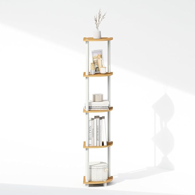 Furinno Turn-N-Tube Storage Shelves, 5-Tier Book Shelf, Corner Shelf - Image 6