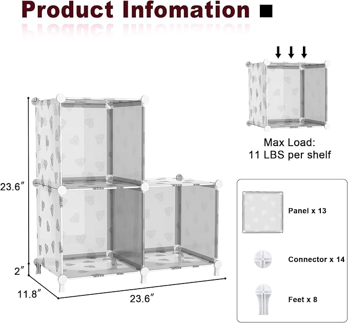 UNKU Cube Storage Organizer, 3 Cube Closet Organizer Storage Shelves, DIY - Image 3