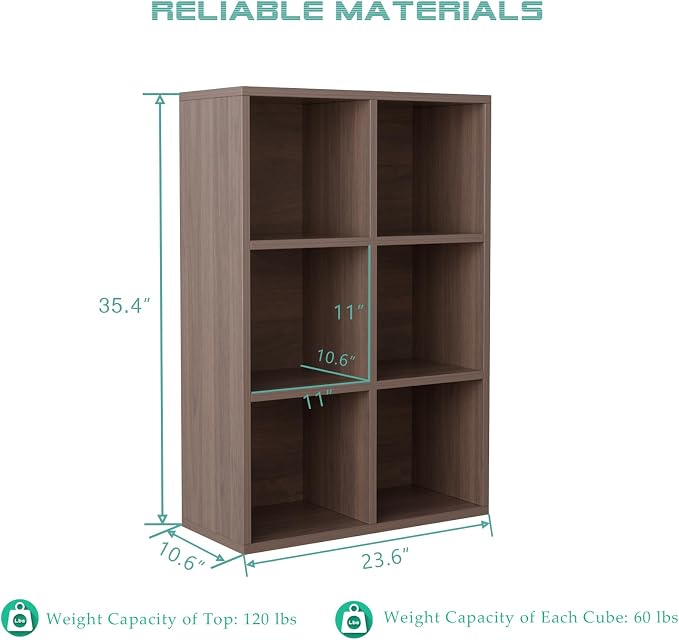 6-Cube Storage Shelf Bookcase - Image 2