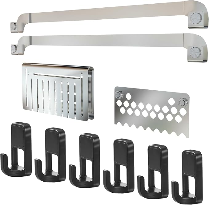 Magnetic Grill Grease Gate Set, 6 Pack Magnetic Hooks and Tool Holder Combo by GLOWYE