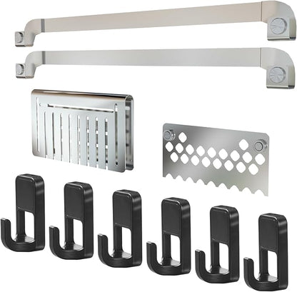 Magnetic Grill Grease Gate Set, 6 Pack Magnetic Hooks and Tool Holder Combo by GLOWYE