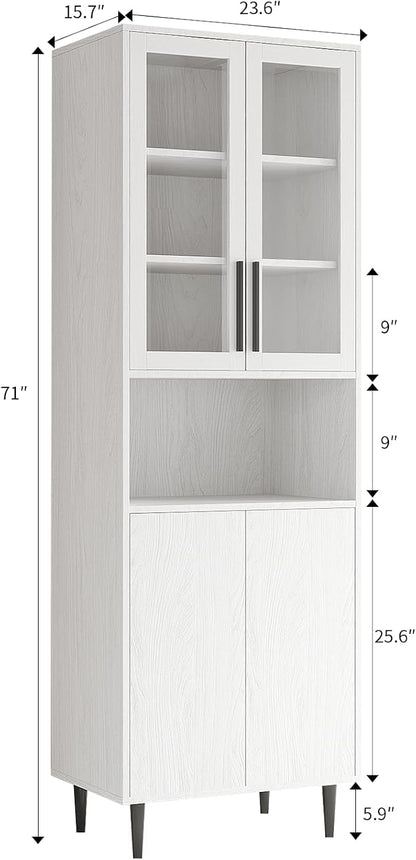 TUSY 70.9“ H Bookcase with Doors, 6-Tier Bookshelf with Open Shelf, Display - Image 2