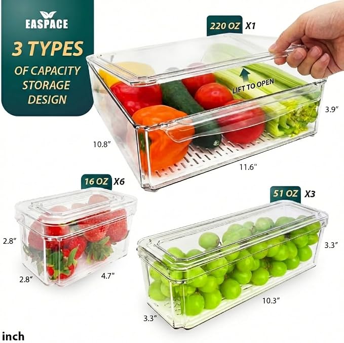 10-Pack Clear Fridge Organizer Bins - Image 2