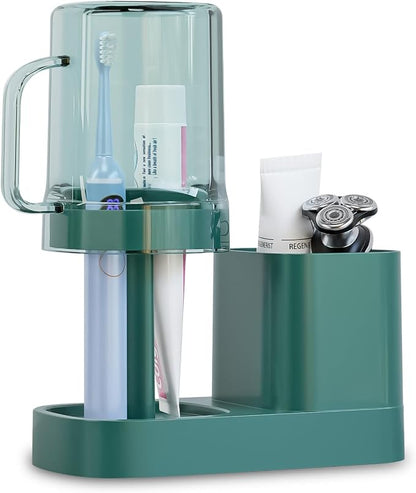 Toothbrush Holder with Cup/Cover Contains 2 Slots, Bathroom Counter Organizer by Unknown