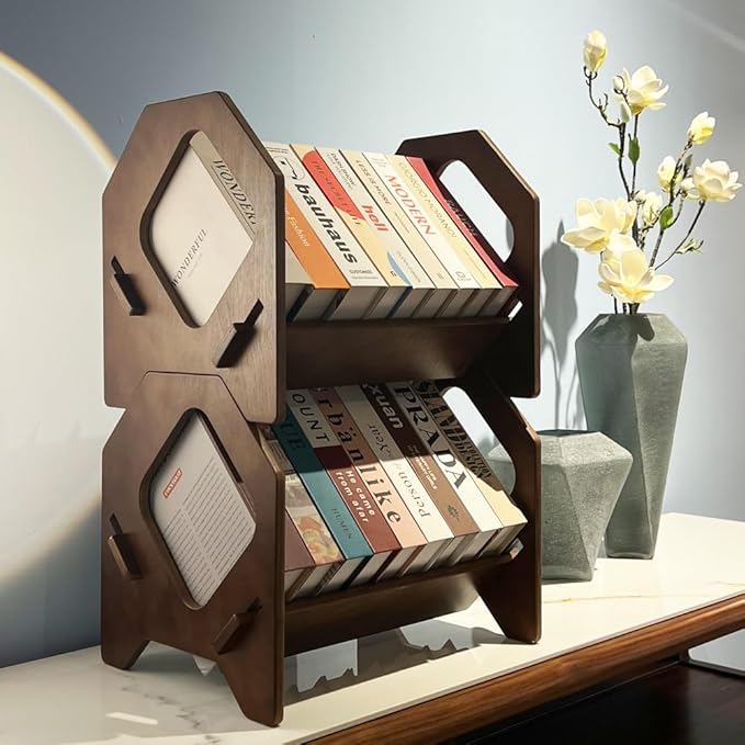 2 Pack Desktop Bookshelf, Stackable Book Organizer by StoneEgg