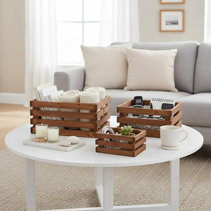 Set of 3 Nesting Wooden Storage Crates - Image 3