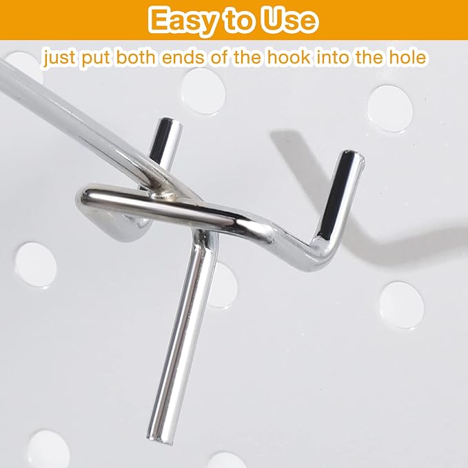 Funrous 100 Pack Peg Board Hooks Stainless Steel Pegboard Hooks Shelving - Image 3