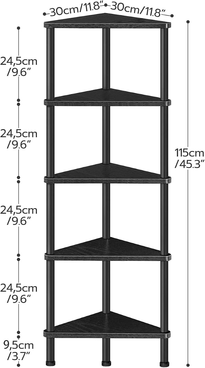 HOOBRO Corner Shelf Stand, Industrial 5-Tier Wall Corner Bookshelf - Image 3