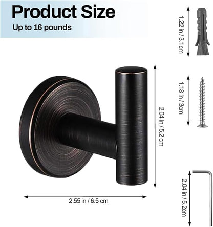 Kruodop Towel Hooks for Bathroom, 2 Packs Wall Mount Towel Holder, Bronze Matte - Image 2