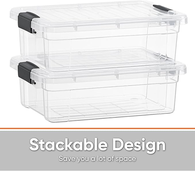 Superio Storage Bins with Lids- 6 Pack, 4.5 Qt Clear Boxes - Image 4