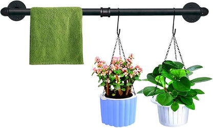 TLBTEK Industrial Pipe Clothes Rack, Vintage Farmhouse DIY Wall Mounted Pot Bar - Image 6