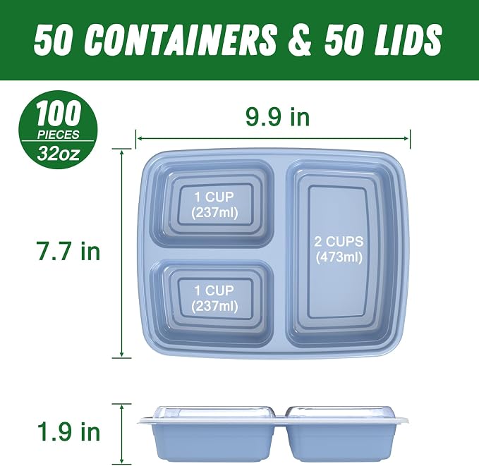 50 Pack 32 oz Meal Prep Containers Reusable - Image 2