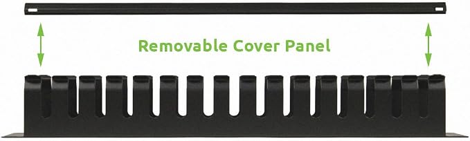 NavePoint 2U Metal Rack Mount Horizontal Cable Manager Duct Raceway - Image 2