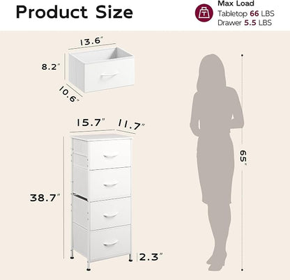 WLIVE Small Dresser Nightstand for Bedroom, 4 Drawers, Space-saving tower - Image 3