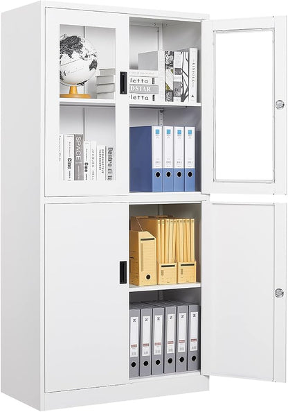 SISESOL Storage Cabinet with Glass Doors and Shelves, Freestanding Kitchen - Image 8