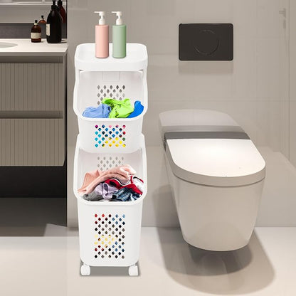 2-Tier Plastic Laundry Hamper Sorter - Image 2