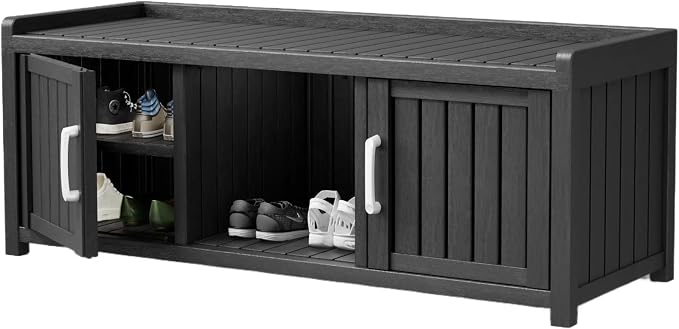 Storage Bench - Waterproof Resin Shoe Bench - Indoor & Outdoor Use by Outdoorchairs