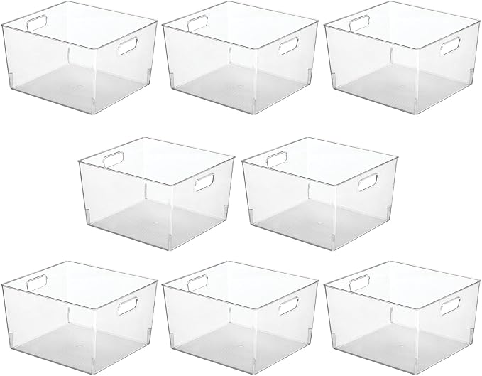 mDesign Large Modern Stackable Plastic Storage Organizer Bin Basket - Image 7