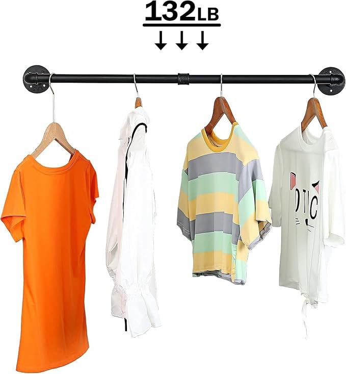 Oroonoko 36inch Industrial Pipe Clothes Rack Wall Mount - Image 3
