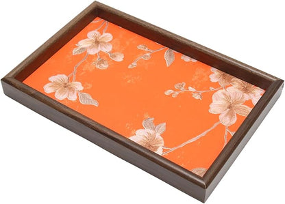 Wooden Valet Tray with Floral Base, EDC Catch All Tray Nightstand Entryway by Unknown