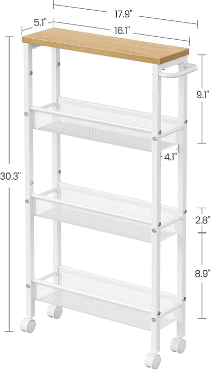 VASAGLE Slim Rolling Cart, 4-Tier Storage Cart, Narrow Cart - Image 5