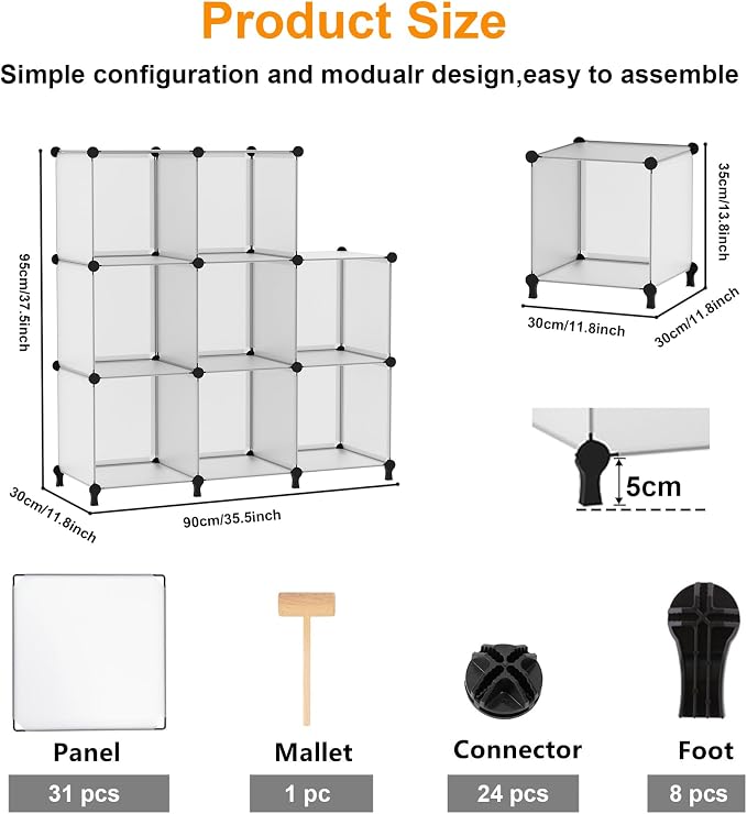 AWTATOS 8 Cube Storage Organizer, Closet Organizer Storage Shelf | DIY - Image 3