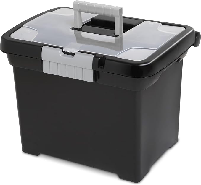 15" L x 10 7/8" W x 11 1/2" H Plastic Storage Bin Portable File Box, Stackable by Unknown