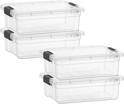 Superio Storage Bins with Lids- 4 Pack, 4.5 Qt Clear Boxes by Superio