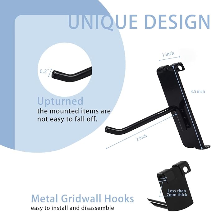 Gridwall Hooks 2 Inch, Heavy Duty Gridwall Hook - Image 2