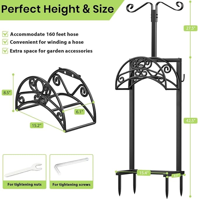 TomCare Garden Hose Holder Upgraded Water Hose Holder Heavy Duty 4 Spikes Hose - Image 8