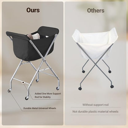 ELYKEN Laundry Basket with Wheels, Collapsible Laundry Hamper, Foldable Design - Image 9