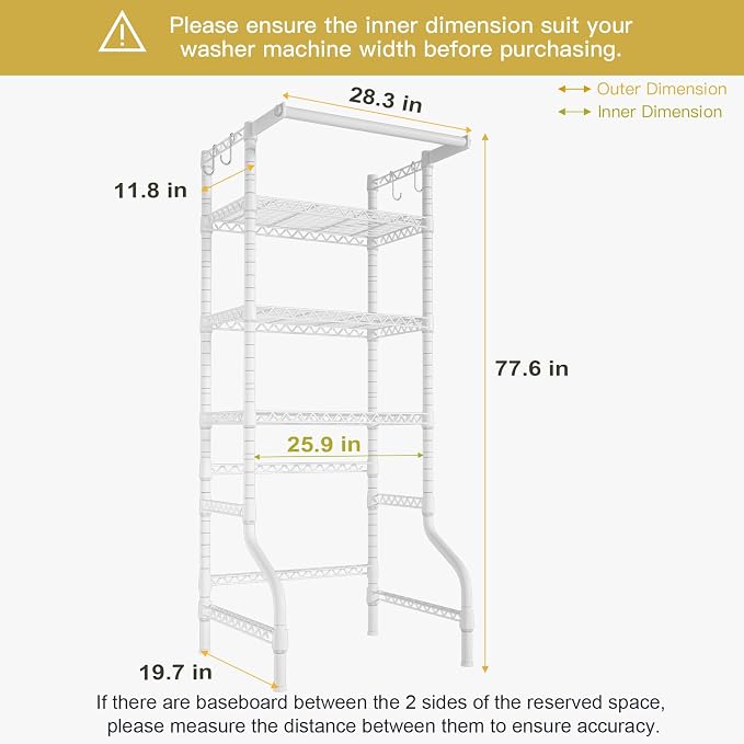 Ulif U11 Mini Over Washer and Dryer Shelves, 3 Tiers Laundry Room Storage and - Image 3