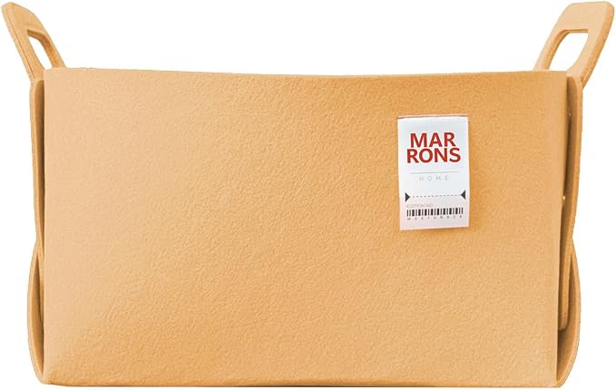 Collapsible Felt APRICOT Storage Bin Large 14.6"x9.4"x9.4" – Foldable Basket by MARRONS