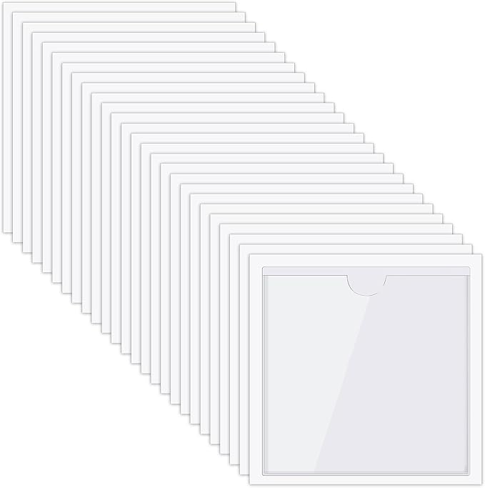 Chinco 50 Pack 4" x 4" Clear Adhesive Pockets, Index Card Pockets by Chinco