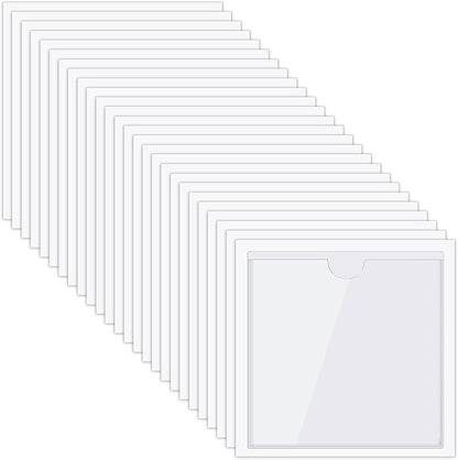 Chinco 50 Pack 4" x 4" Clear Adhesive Pockets, Index Card Pockets by Chinco