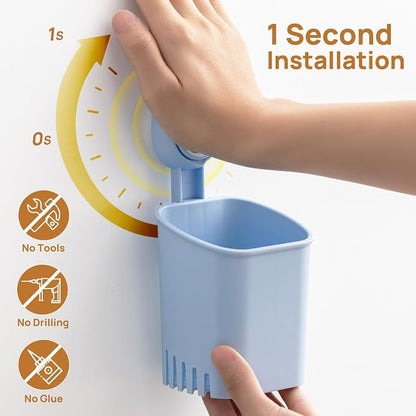 LEVERLOC Powerful Suction Cup Toothbrush Holder, Drill-Free Wall Shower Holder - Image 2
