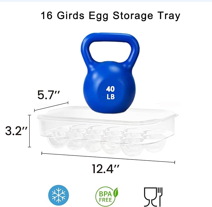 vacane Plastic Egg Holder for Refrigerator, Stackable Egg Holder Clear Tray - Image 6