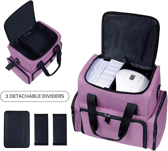 Large Makeup Cosmetic Bag with 3 Removable Case and 2 Removable Dividers Double - Image 4