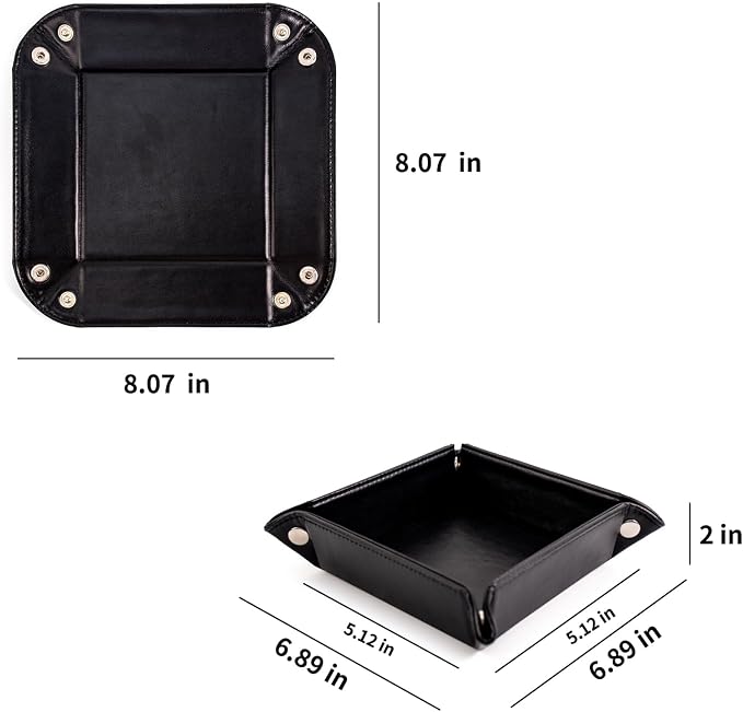PU Leather Valet Tray for Mens and Women Catchall Tray for Keys, Jewelry Small - Image 2