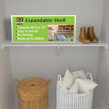 EZ Shelf - DIY Expandable Closet Shelf - 40.5” to 73” - White - Easy to Install by EZSHELF